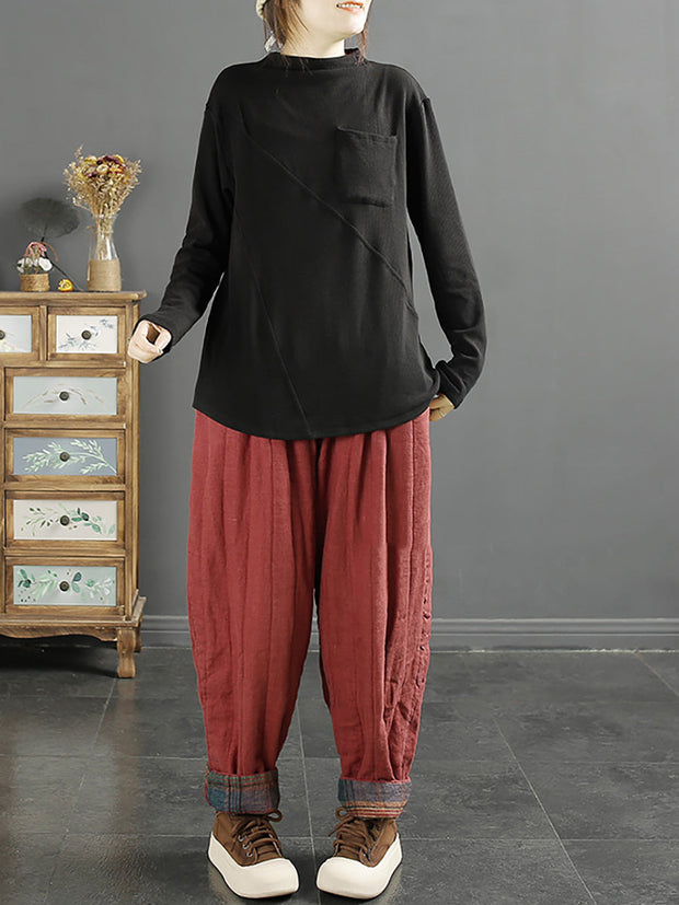 Plus Size Vintage Patchwork Thicken Harem Pants