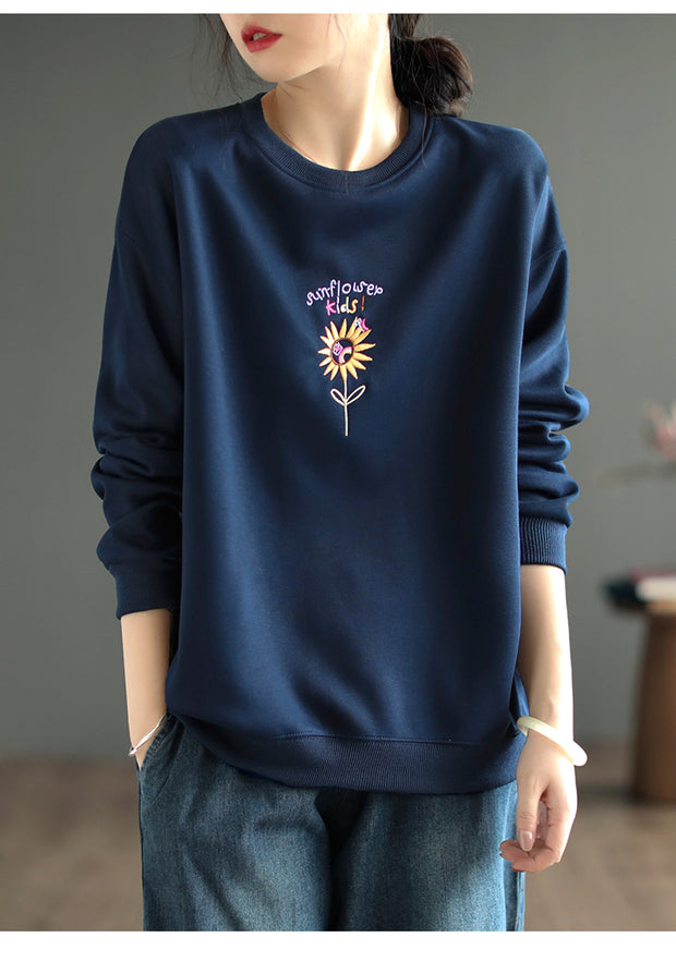 Women's Autumn Round Neck Embroidered Sweatshirt