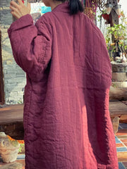 Women's Winter Retro Linen Solid Color Coat