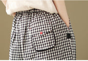 Women's Spring Retro Linen Plaid Pants