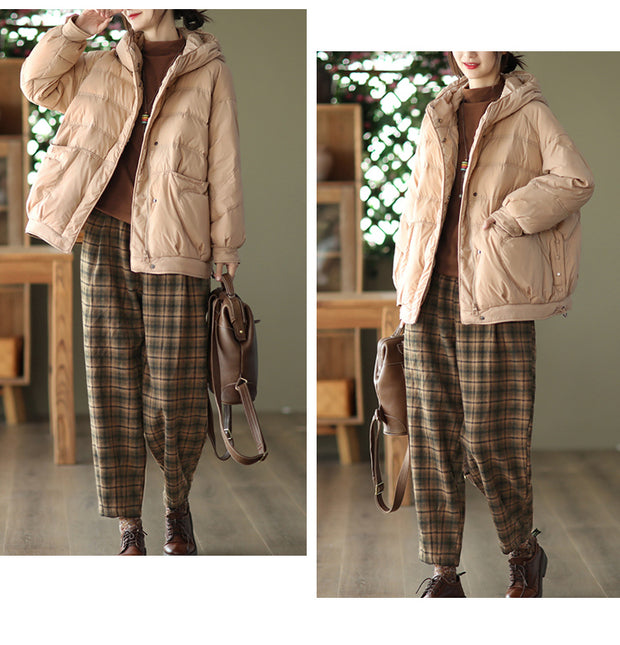 Women's Autumn Woolen Plaid Pants