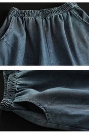 Women's Summer Cotton Wide Leg Cropped Jeans