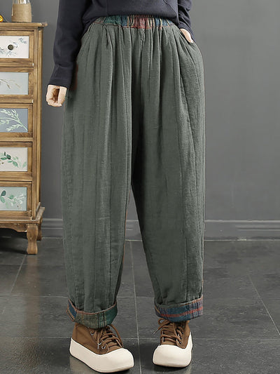 Plus Size Vintage Patchwork Thicken Harem Pants