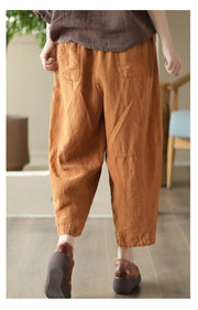 Women's Vintage Linen Elastic Waist Pants