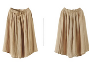 Vintage Linen Drawstring Pleated Skirt