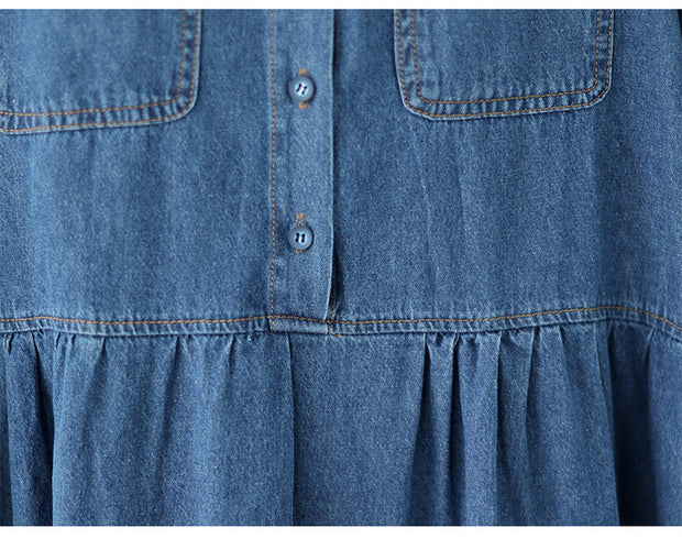 Spring Shirt Collar Denim Dress