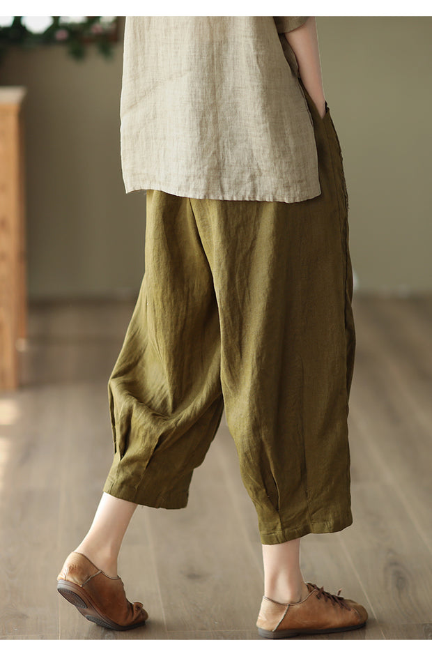 Women's Summer Linen Crochet Harem Pants