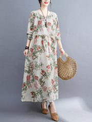 Pre-Fall Round Neck Printed Long Sleeve Dress