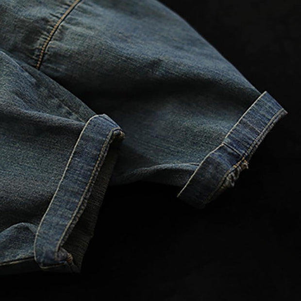 Plus Size Elastic Waist Vintage Distressed Jeans