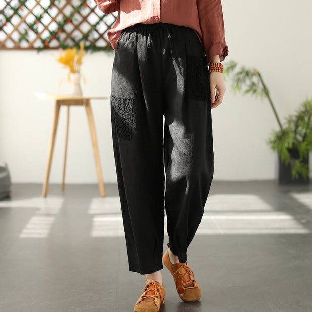 Women's Spring Solid Color Linen Pants