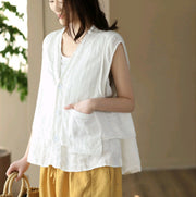 Vintage Pure Linen Sleeveless Vest