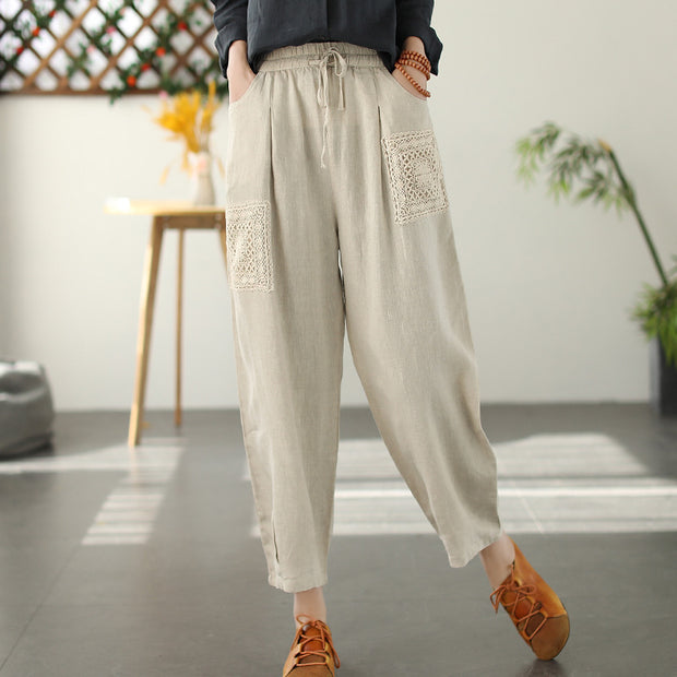 Women's Spring Solid Color Linen Pants