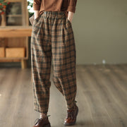 Women's Autumn Woolen Plaid Pants