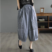 Women's Summer Plaid Wide Leg Cropped Pants