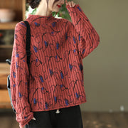 Women's Autumn Print Knitted Crew Neck Sweater