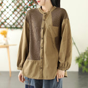 Spring Women's Solid Color Stitching Shirt