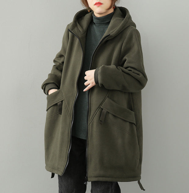 Winter Hooded Warm Mid-length Coat