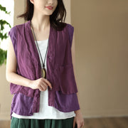 Vintage Pure Linen Sleeveless Vest