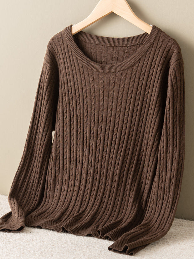 Women Autumn Solid Jacquard Turtleneck Wool Sweater