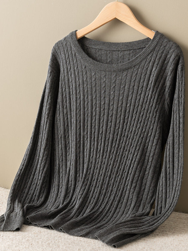 Women Autumn Solid Jacquard Turtleneck Wool Sweater